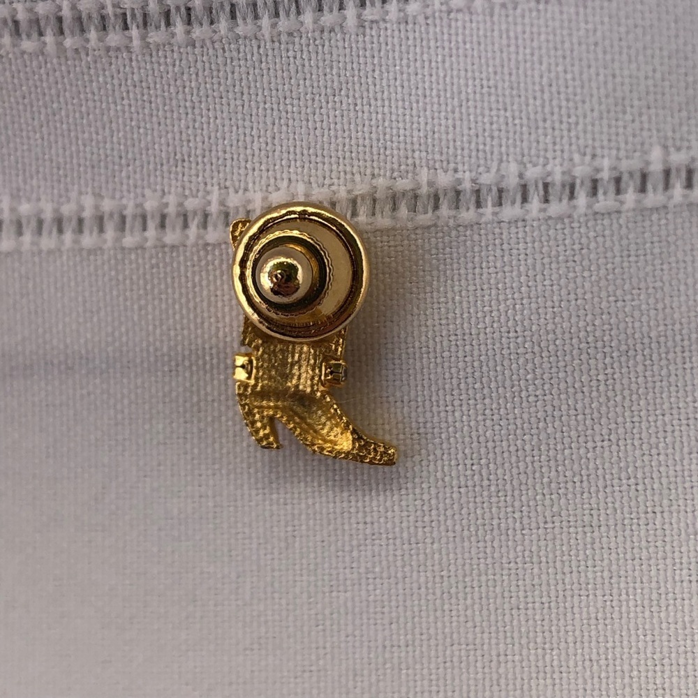 Vtg Rhinestone Cowboy Boot Shaped Pin - Picture 2 of 6